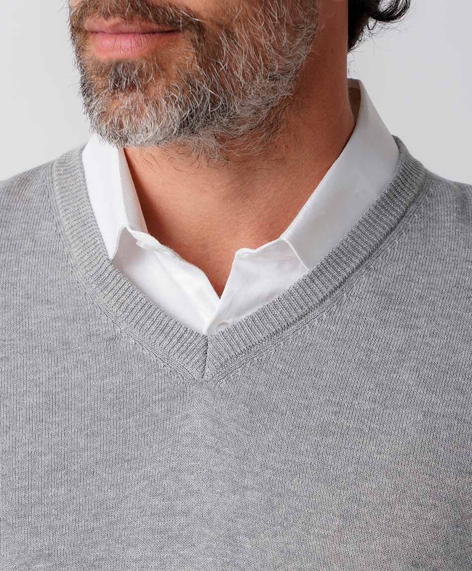 Sweater hombre cuello v grey