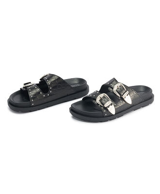 Sandalia mujer hebillas silver