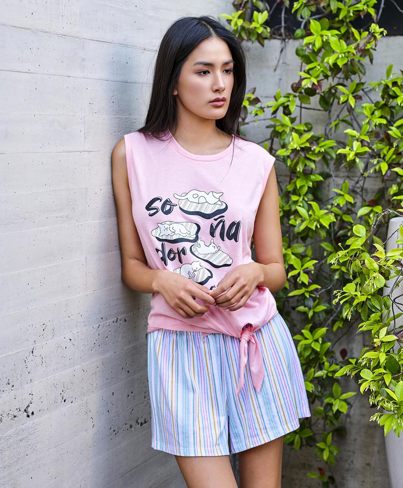 Pijama mujer gatos nudo short Pijama mujer gatos nudo short