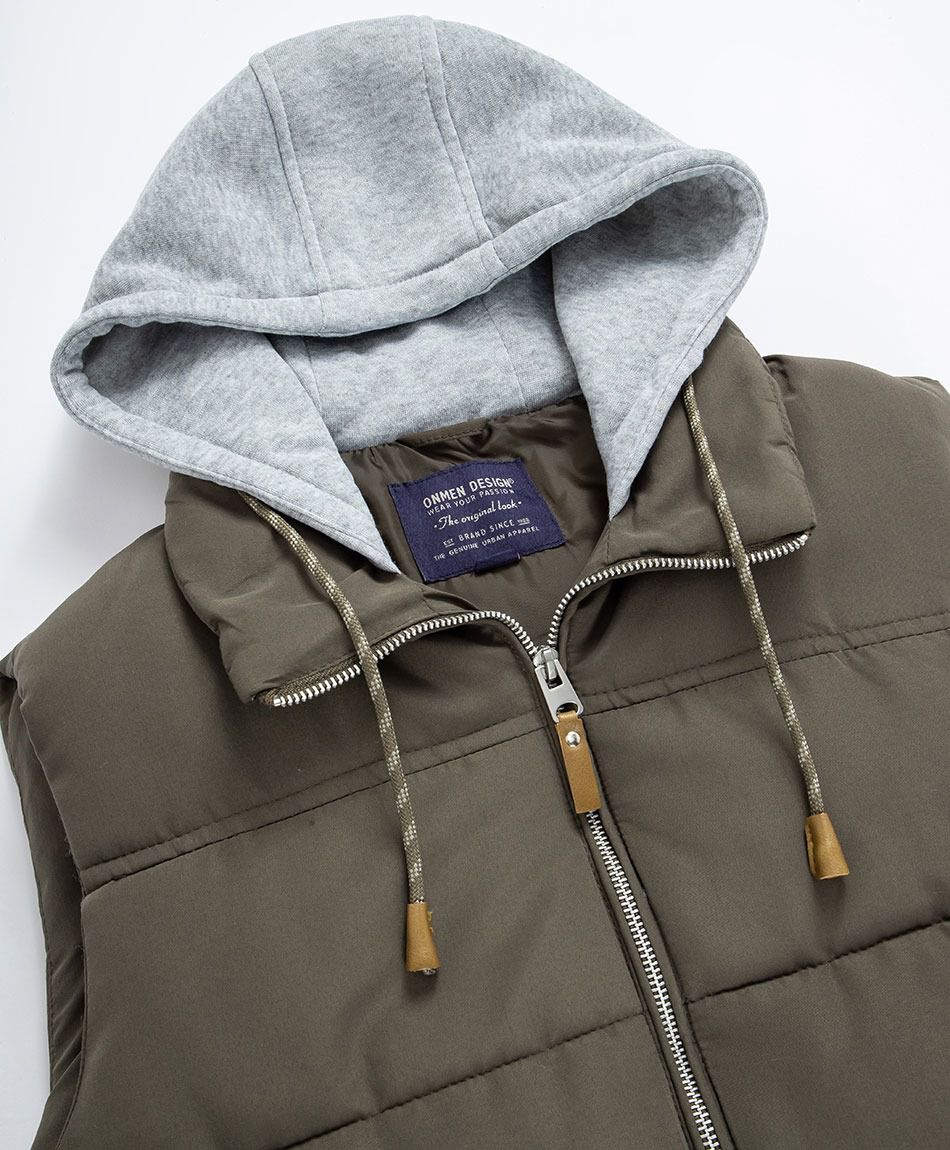 Parka hombre sin mangas con gorro green