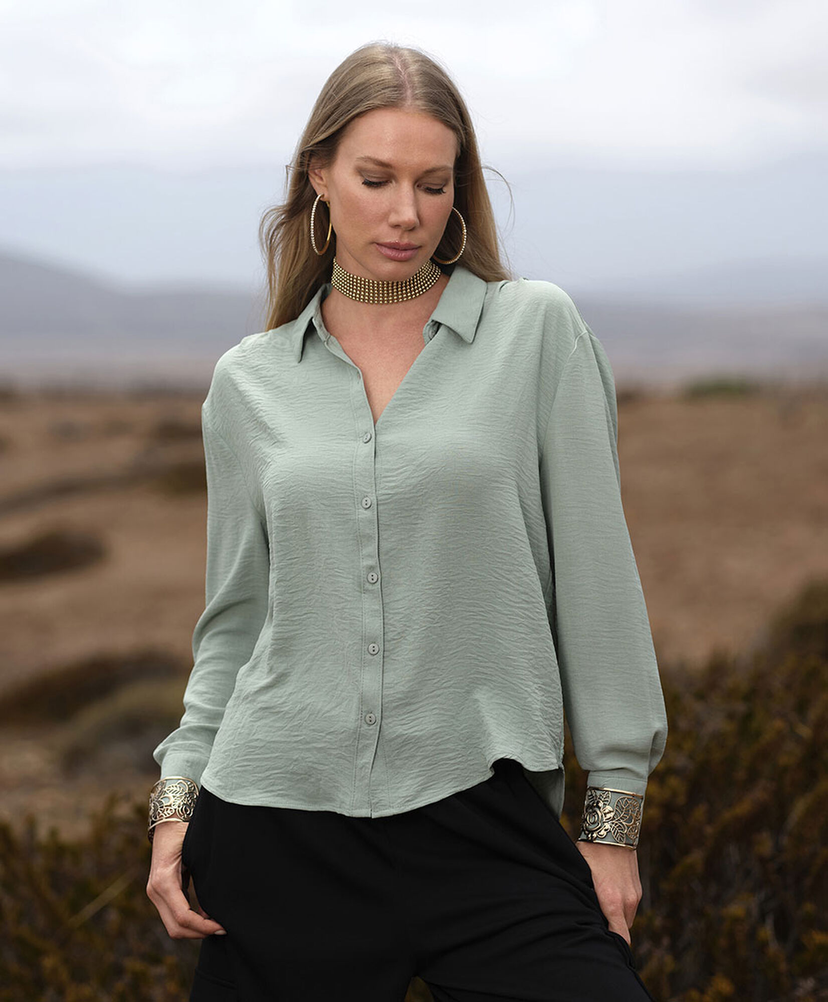 Blusa mujer camisera verde Blusa mujer camisera verde