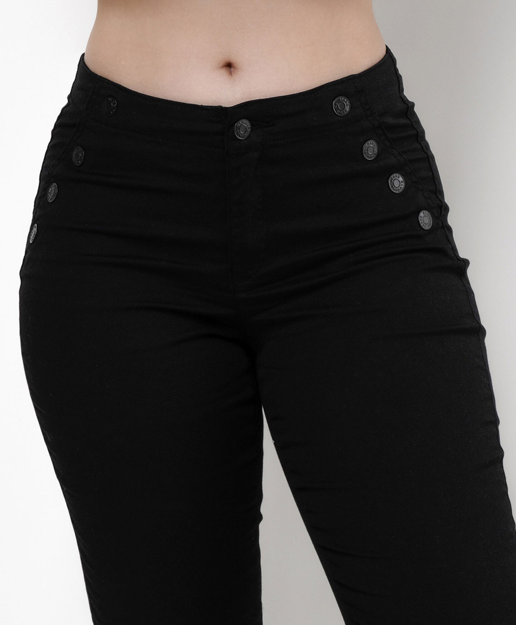 Jeans mujer bolsillo botones negro Jeans mujer bolsillo botones negro
