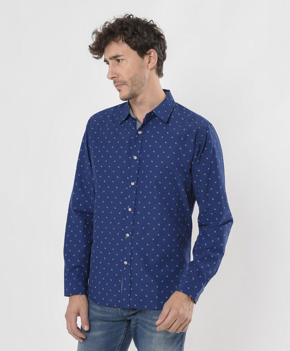 Camisa hombre florcitas manga larga