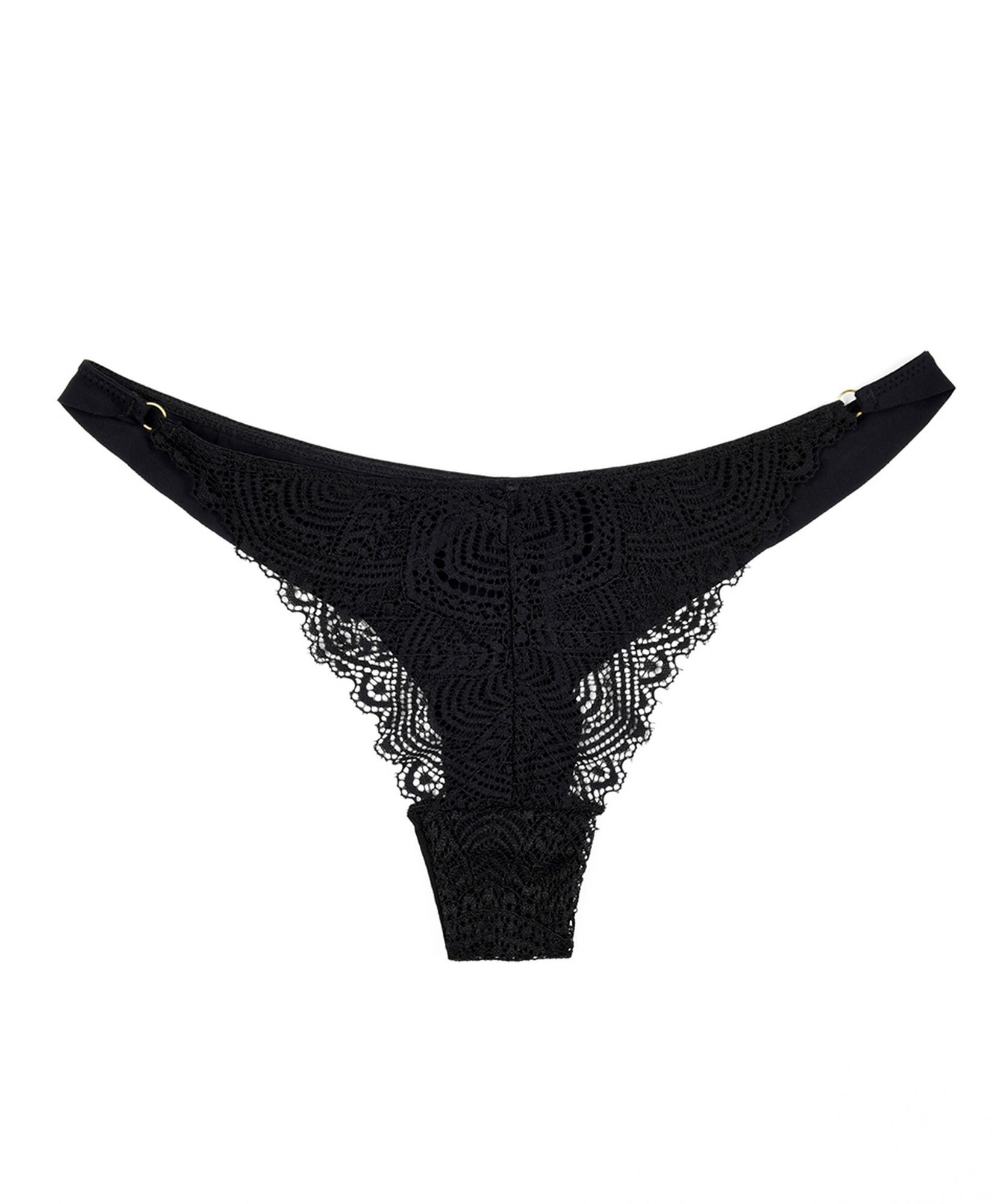 Tanga mujer encajes argollas negro Tanga mujer encajes argollas negro