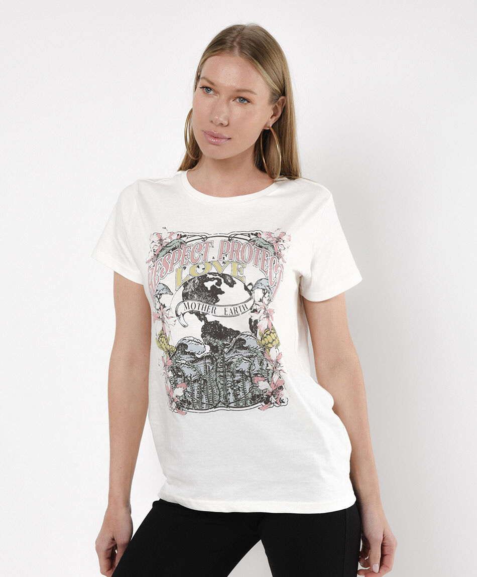 Polera mujer estampado tierra