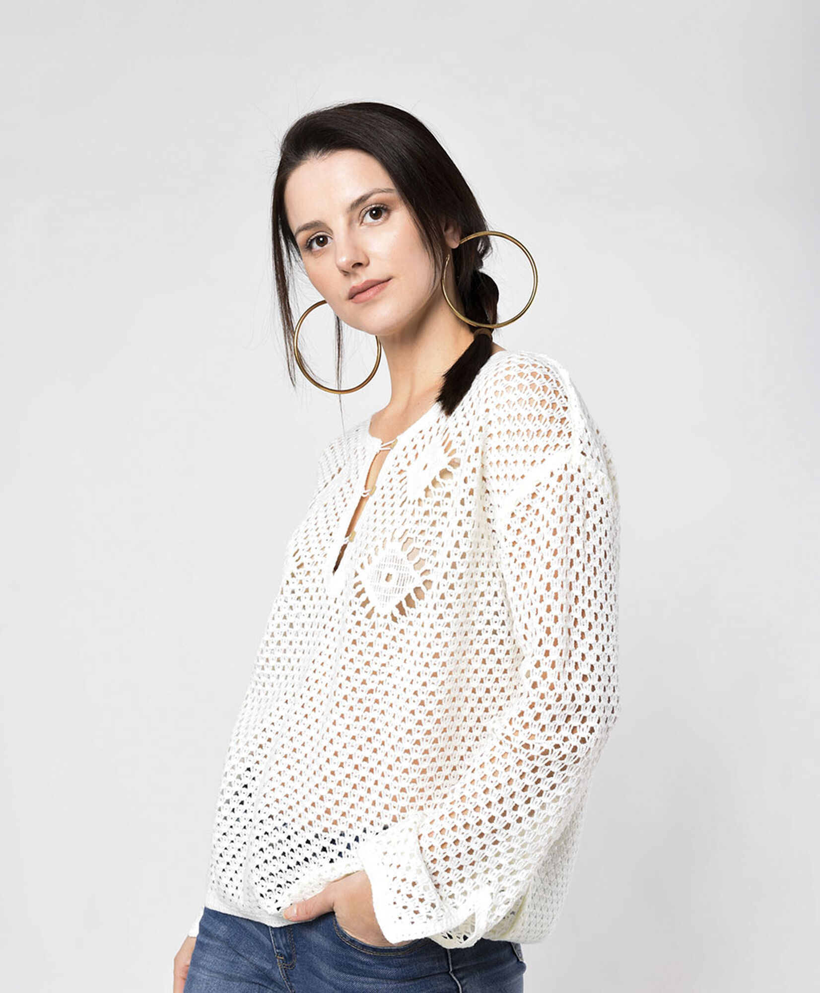Tejido mujer crochet calado botones Tejido mujer crochet calado botones