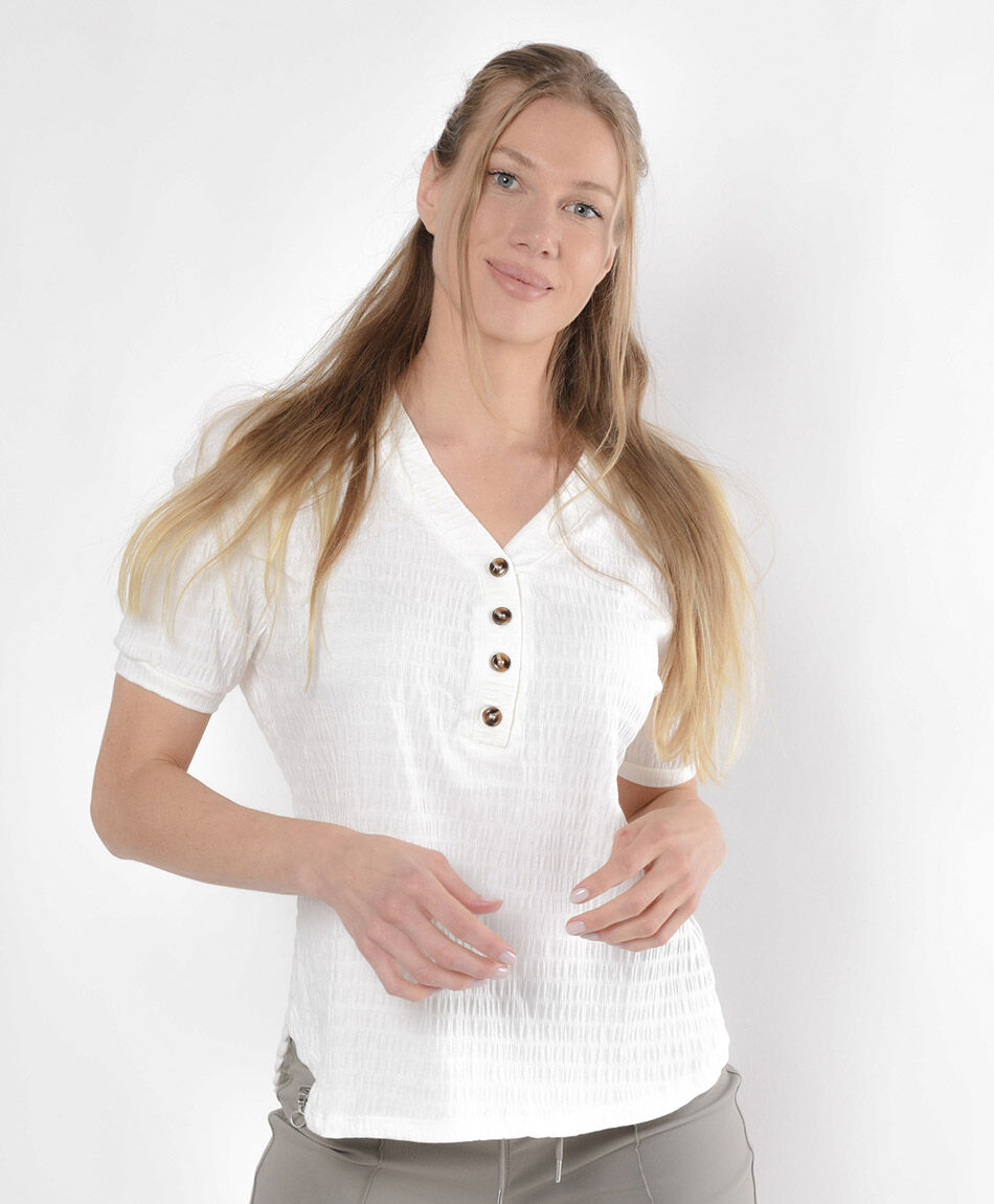 Polera mujer botones textura