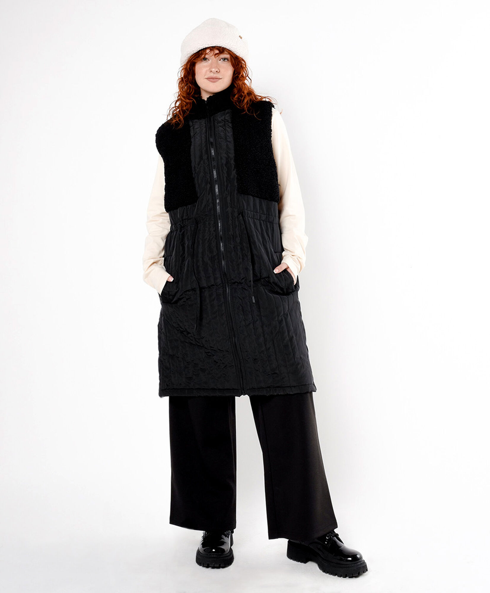 Parka mujer mix tejidos larga Parka mujer mix tejidos larga
