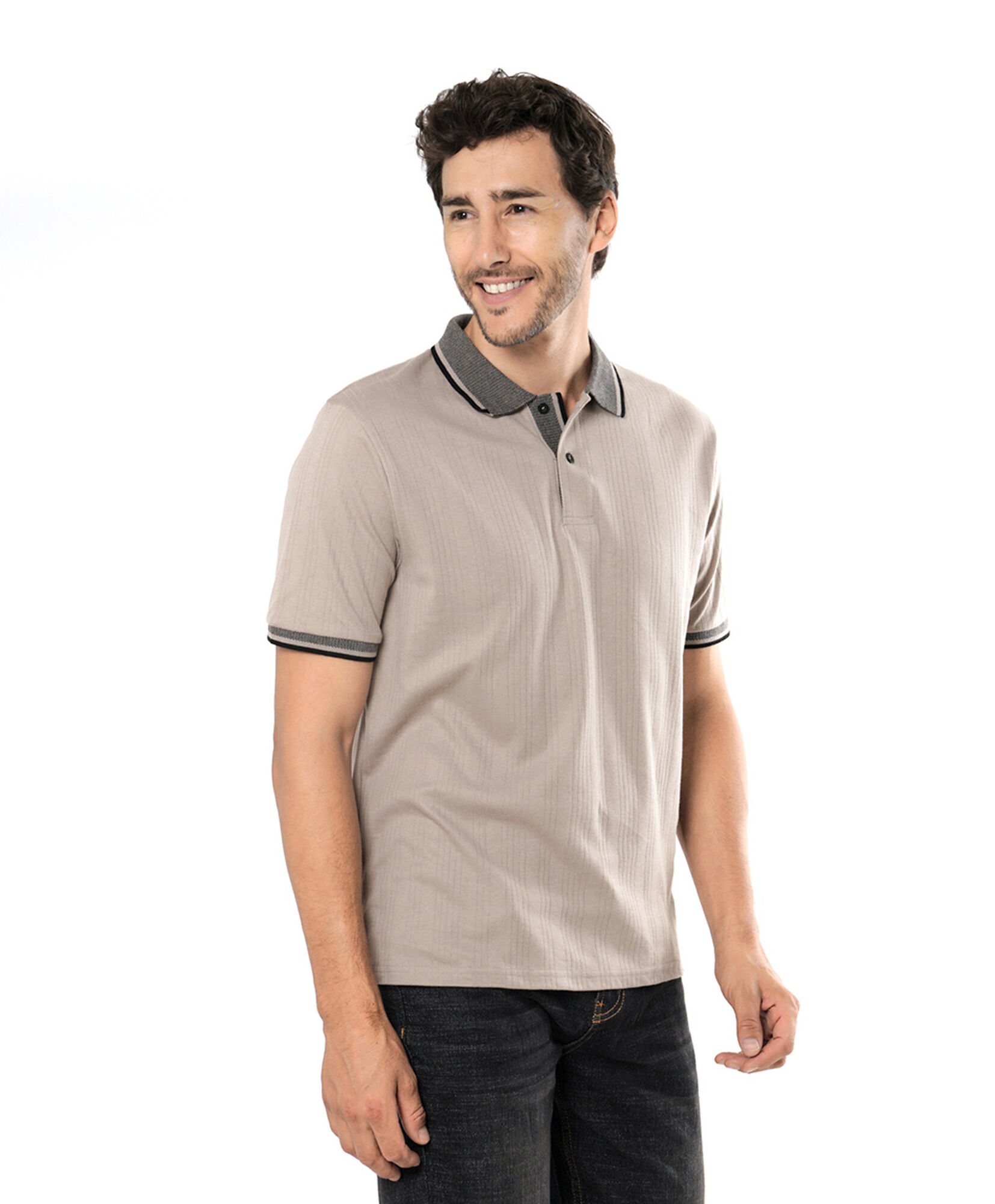 Polera hombre bicolor cuello piqué Polera hombre bicolor cuello piqué
