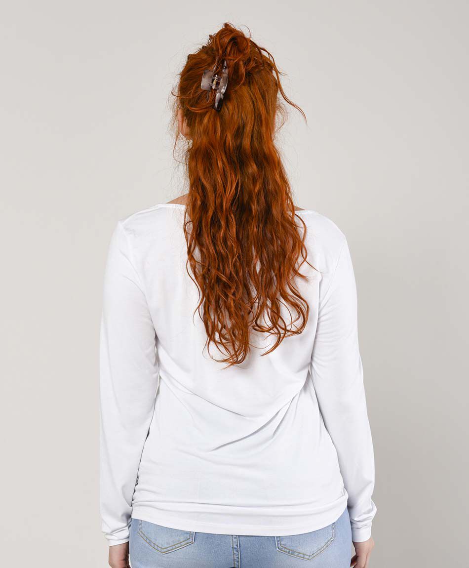 Polera mujer encaje en cuello