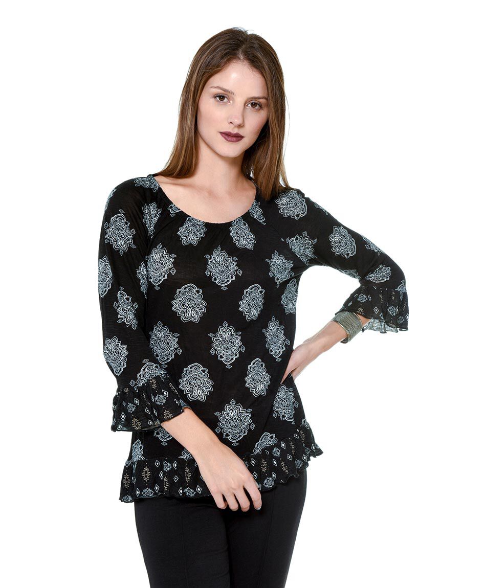 Polera vuelos estampada