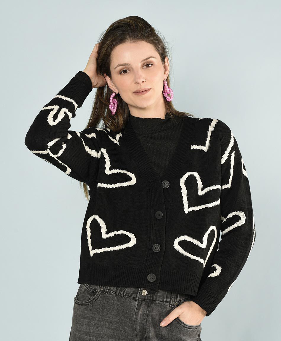 Cardigan jacquard corazon