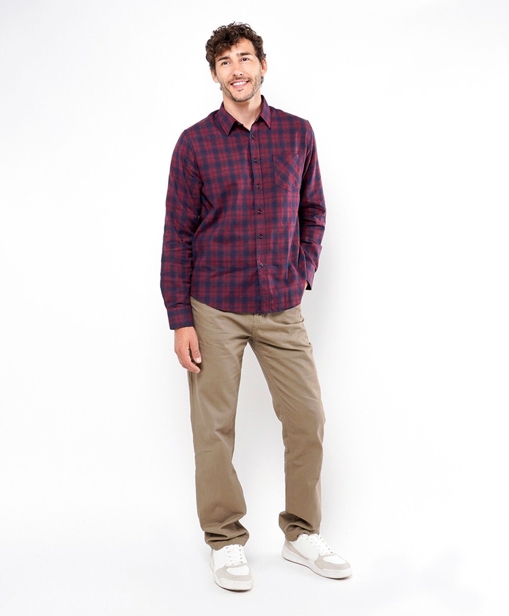 Camisa hombre cuadrillé burdeo Camisa hombre cuadrillé burdeo