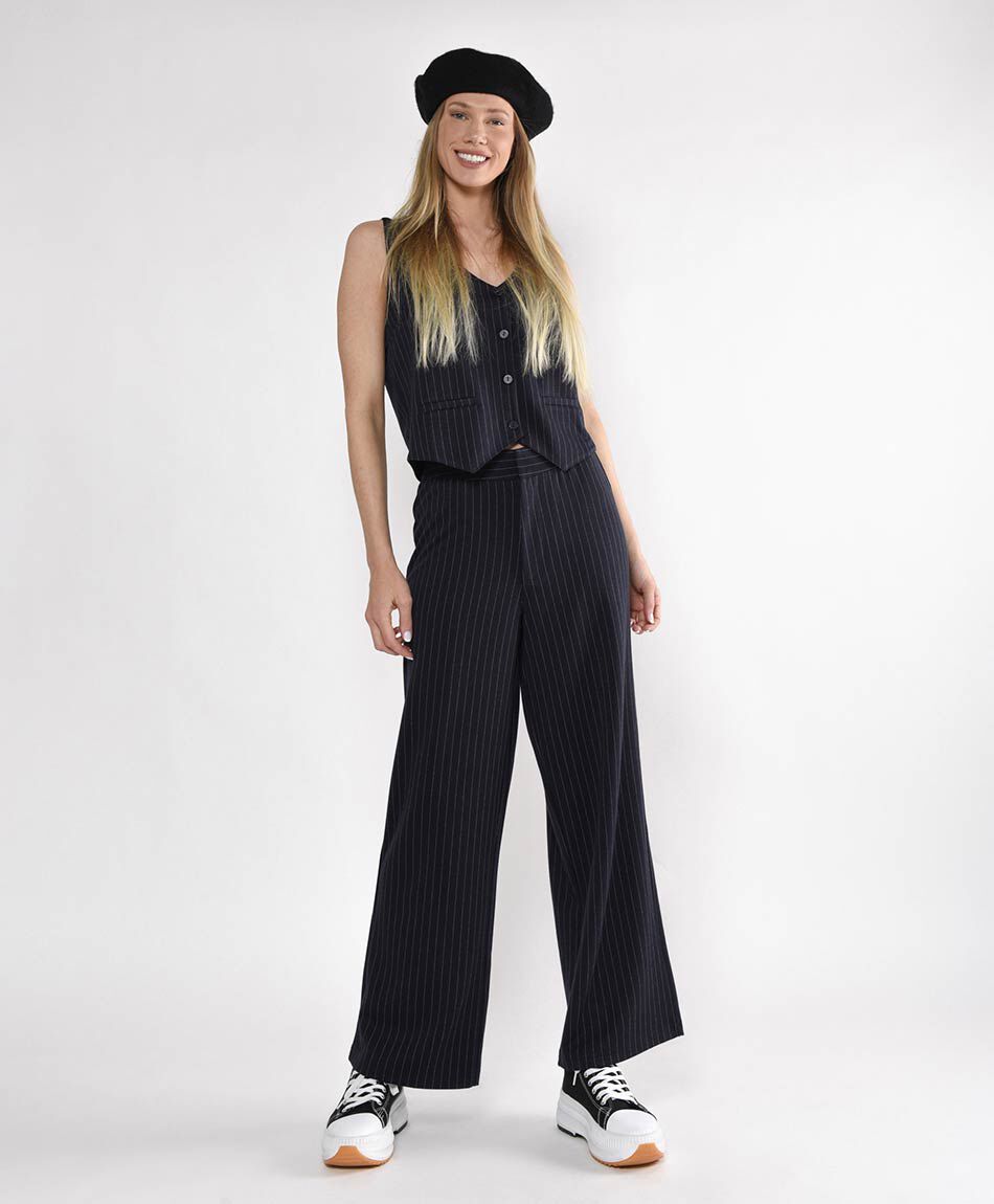 Pantal&oacute;n mujer l&iacute;neas verticales wide 