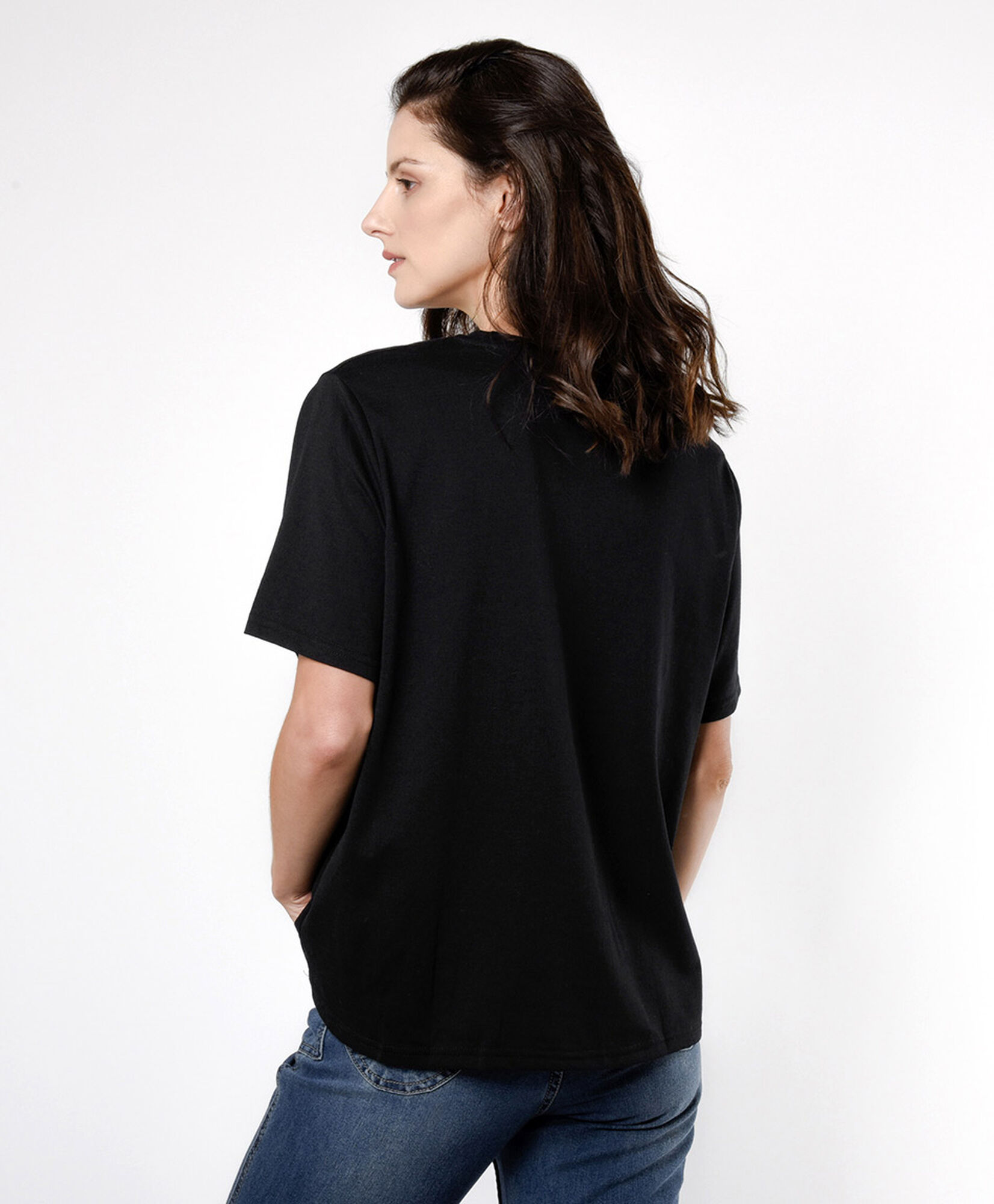 Polera mujer básica negra - TRICOT