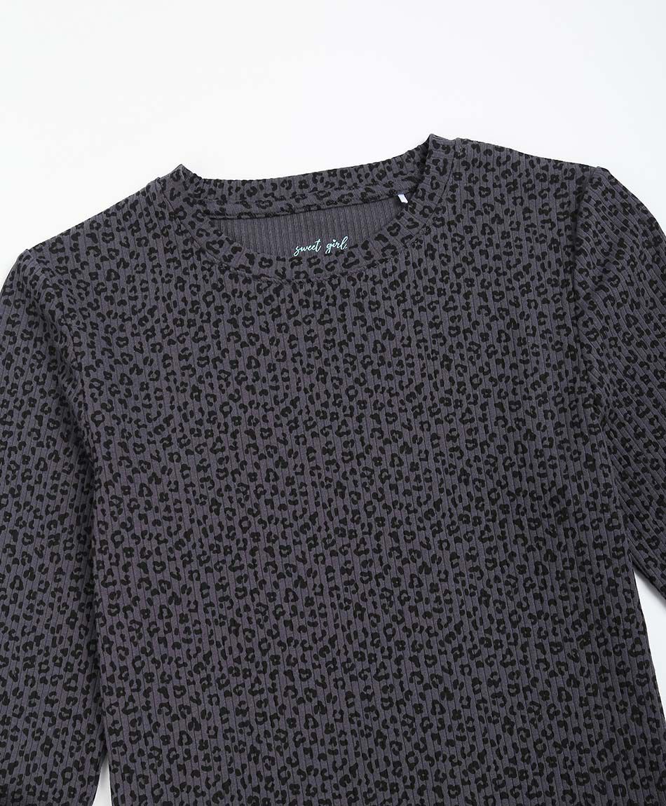 Polera ni&ntilde;a animal print grey