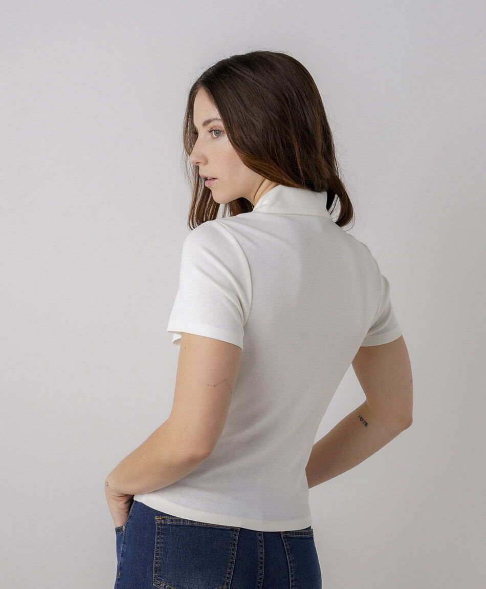 Polera mujer polo cierre