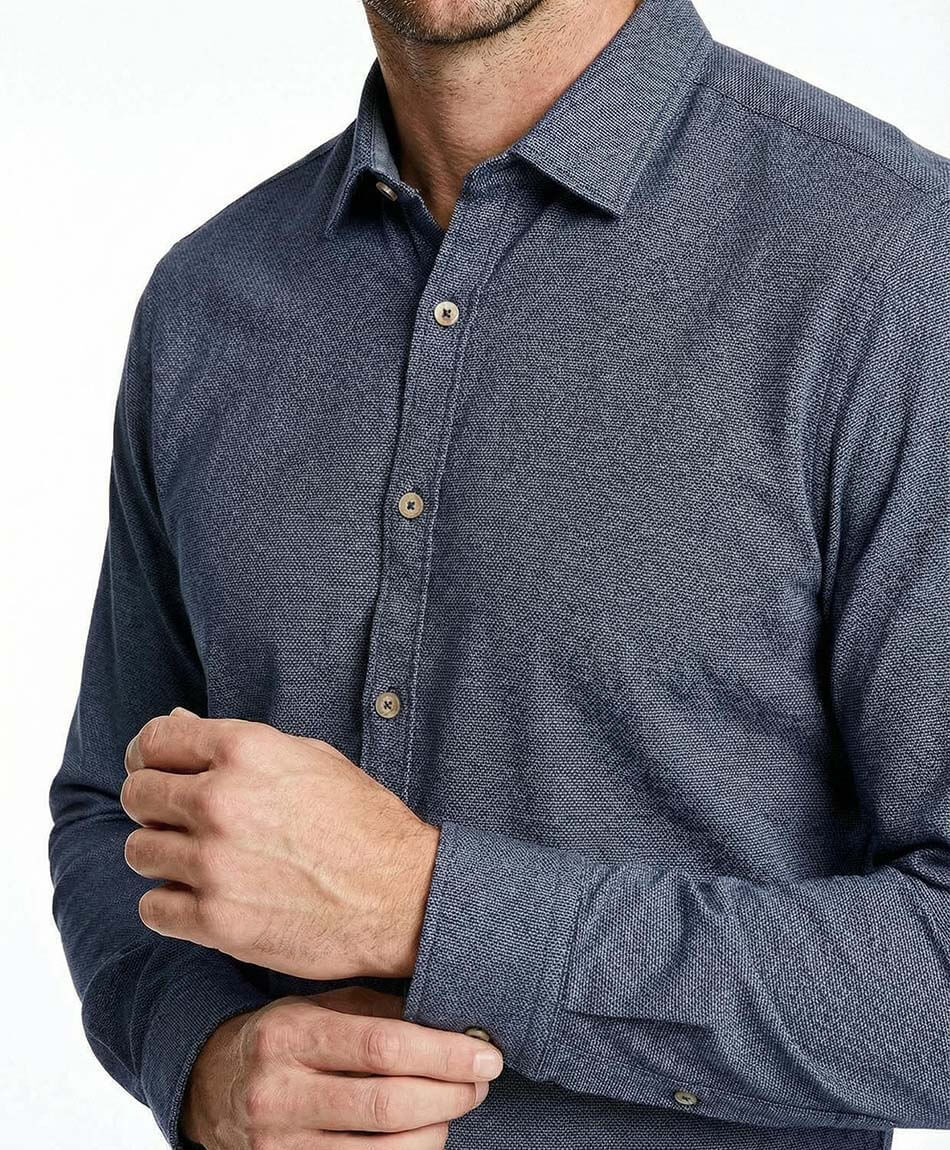 Camisa hombre manga larga textura blue