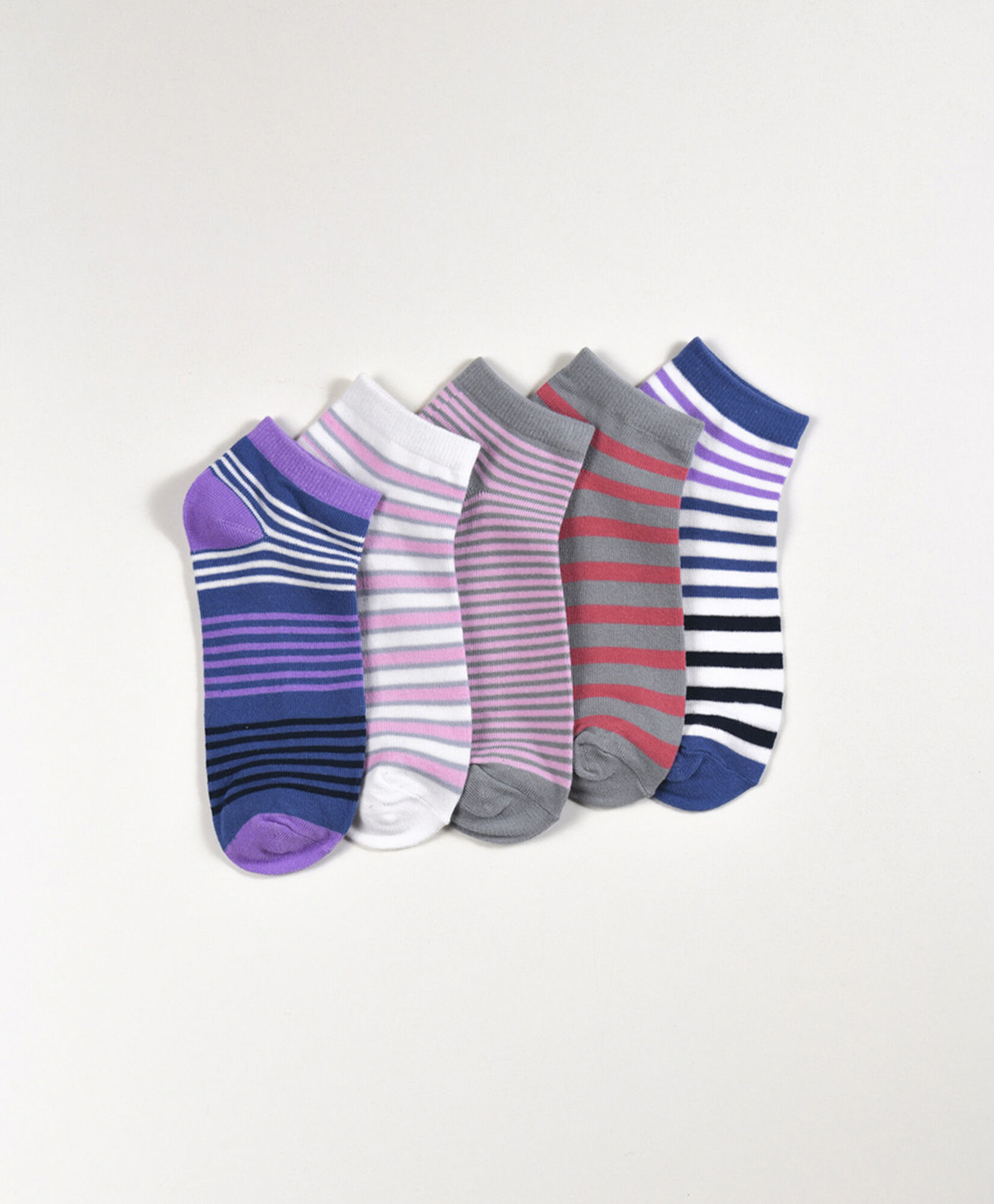 Pack 5 calcetines mujer cortos líneas colores Pack 5 calcetines mujer cortos líneas colores
