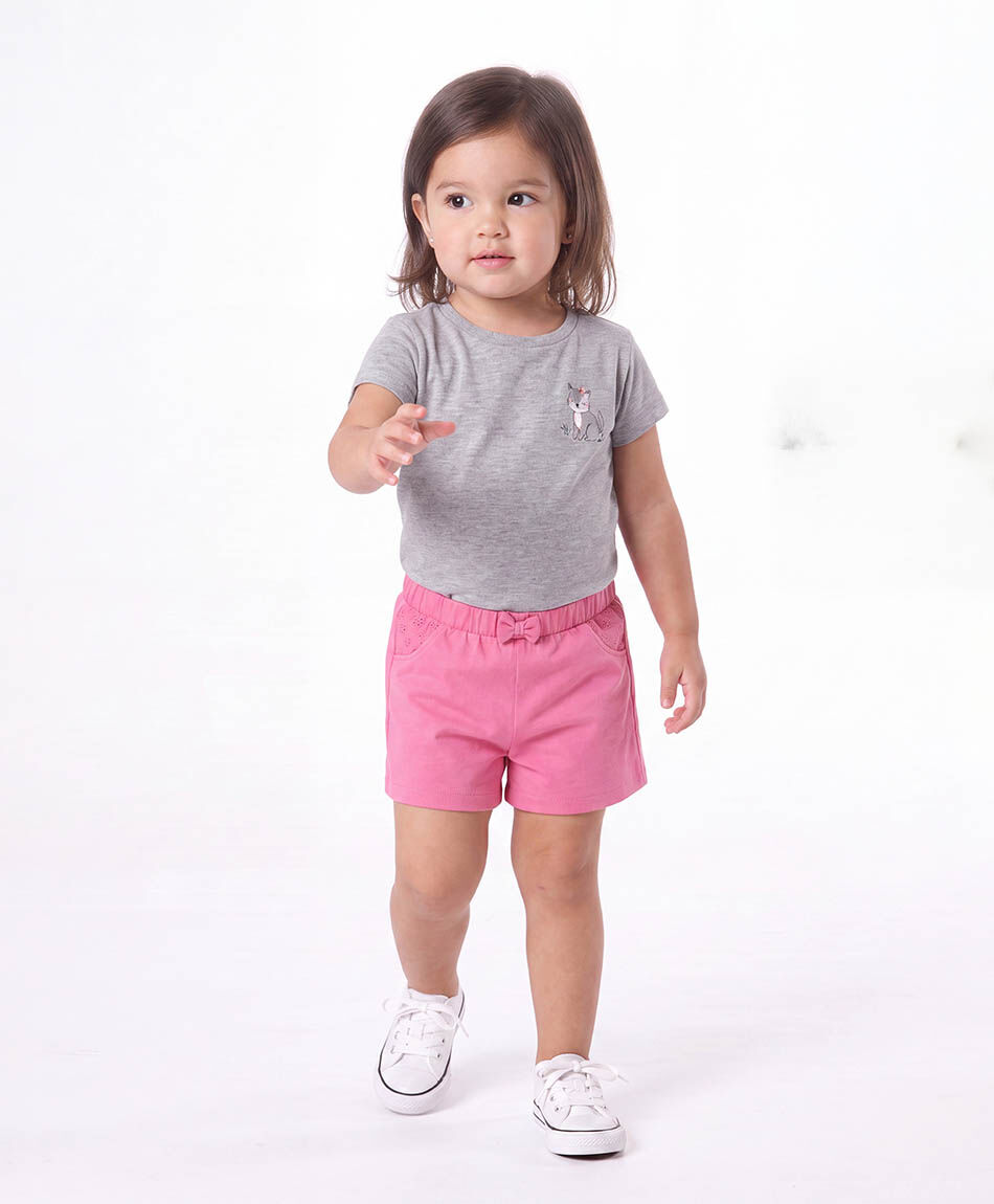 Short beb&eacute; rosado broderie