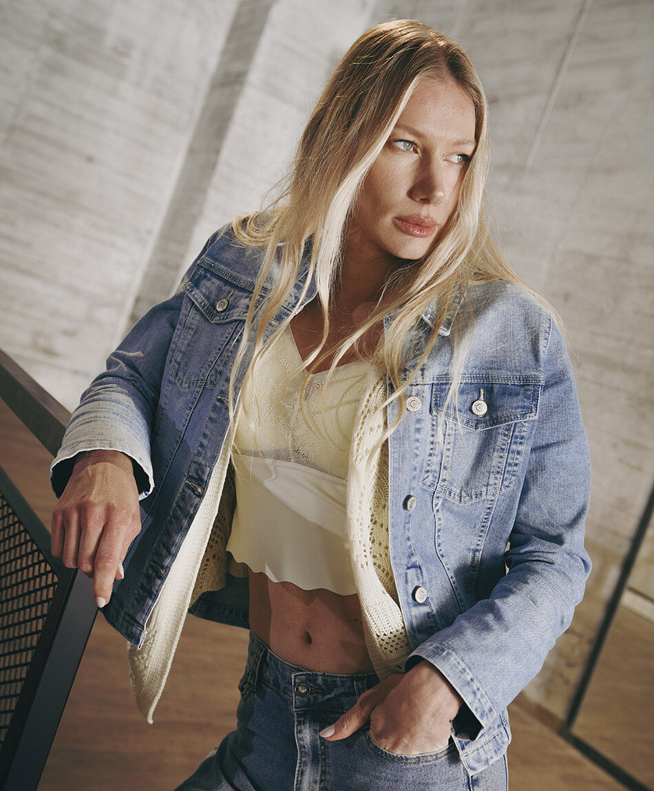 Chaqueta mujer denim entallada
