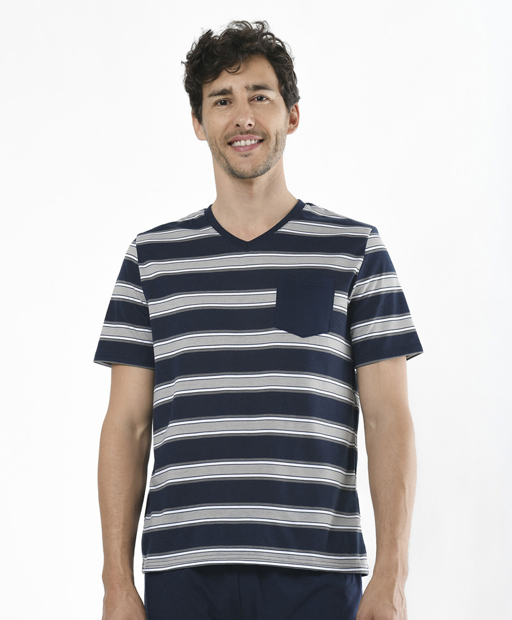 Pijama hombre rayas y bolsillo 2 piezas Pijama hombre rayas y bolsillo 2 piezas
