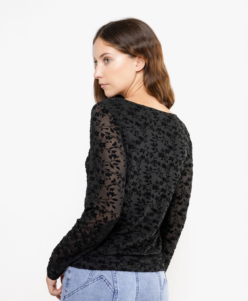 Polera mujer encajes florales