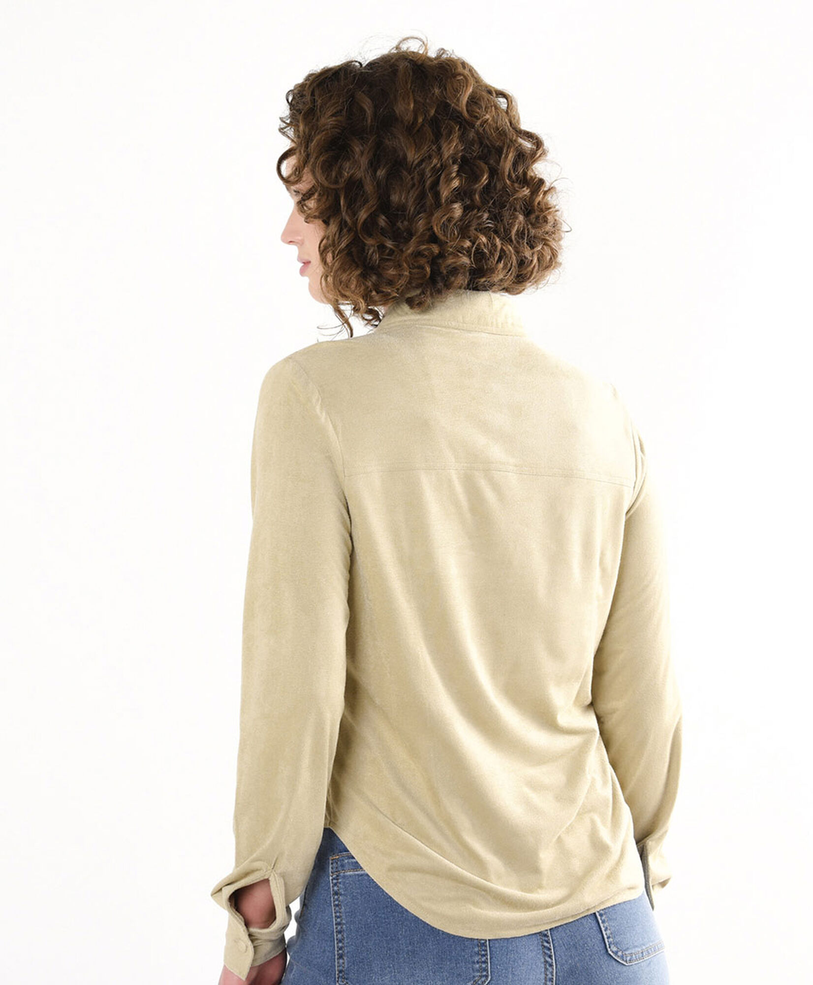 Blusa mujer lisa gamuza beige Blusa mujer lisa gamuza beige