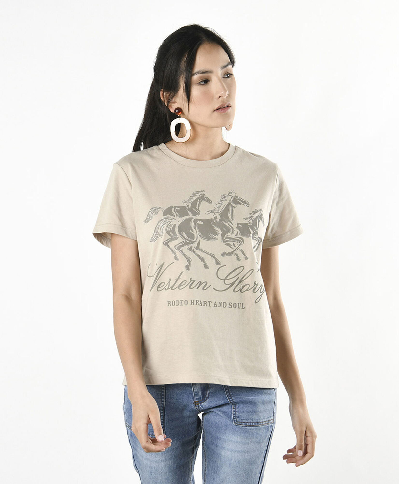 Polera mujer estampado caballos Polera mujer estampado caballos