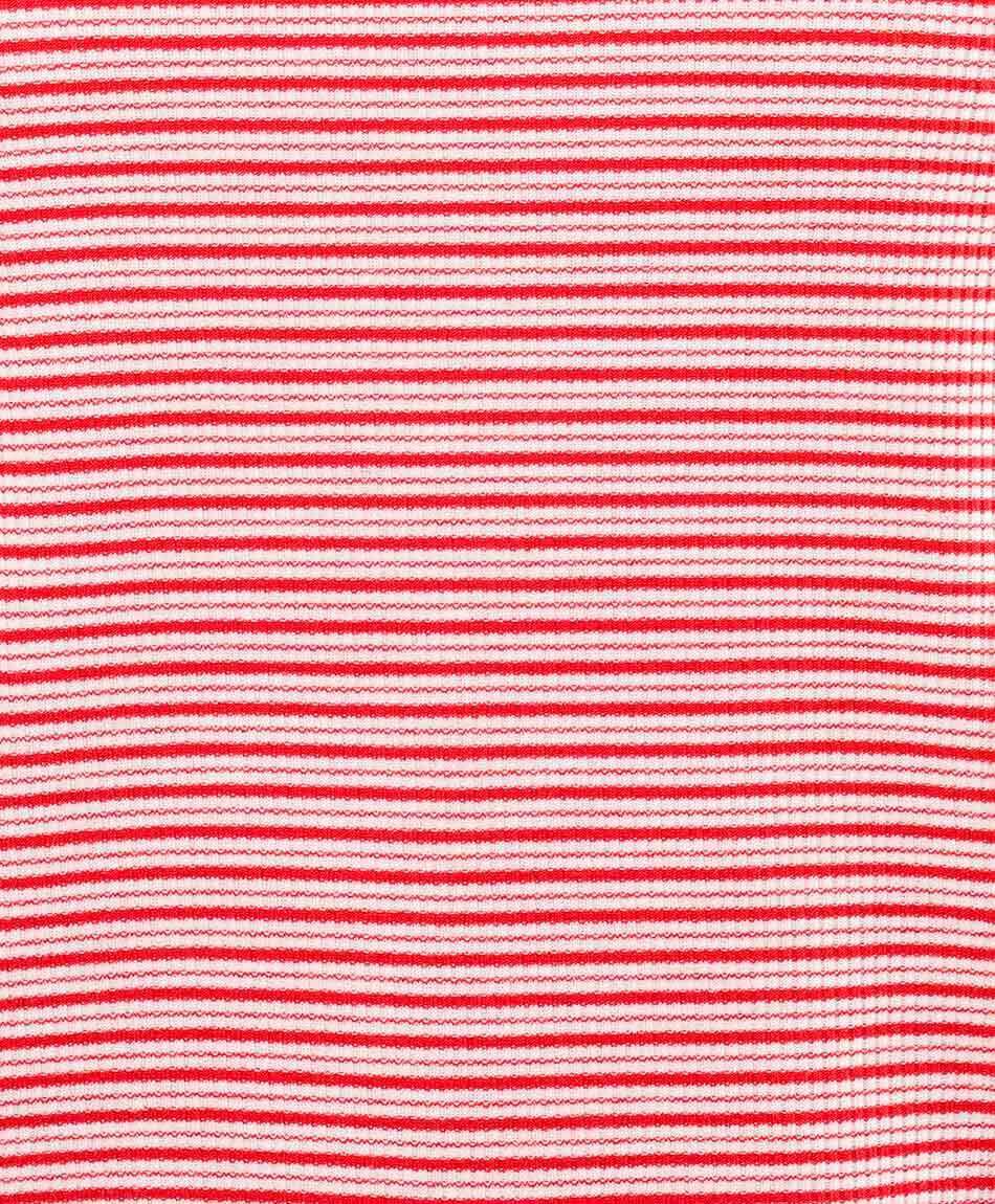 Polera mujer rayas bordes rojo
