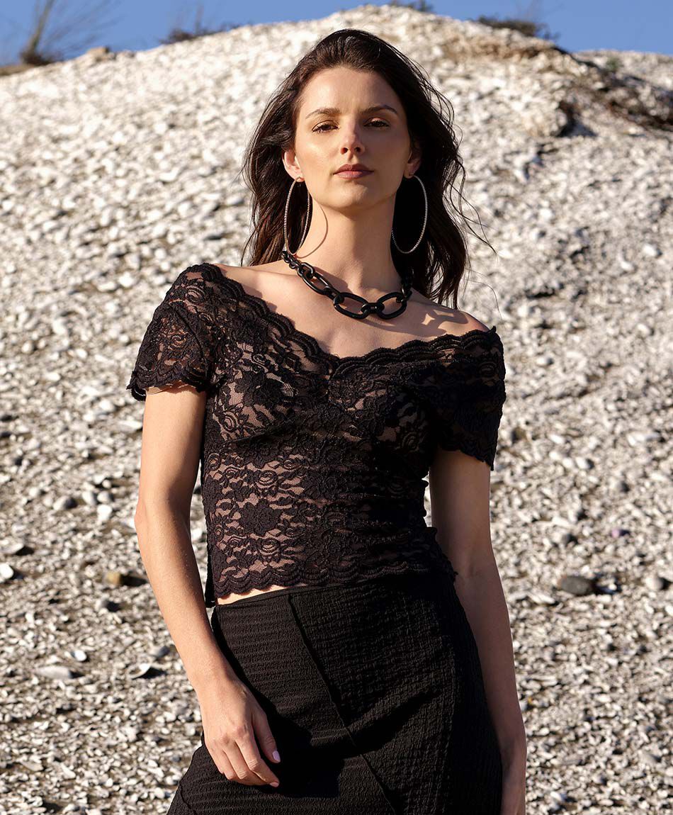 Polera mujer encaje crop