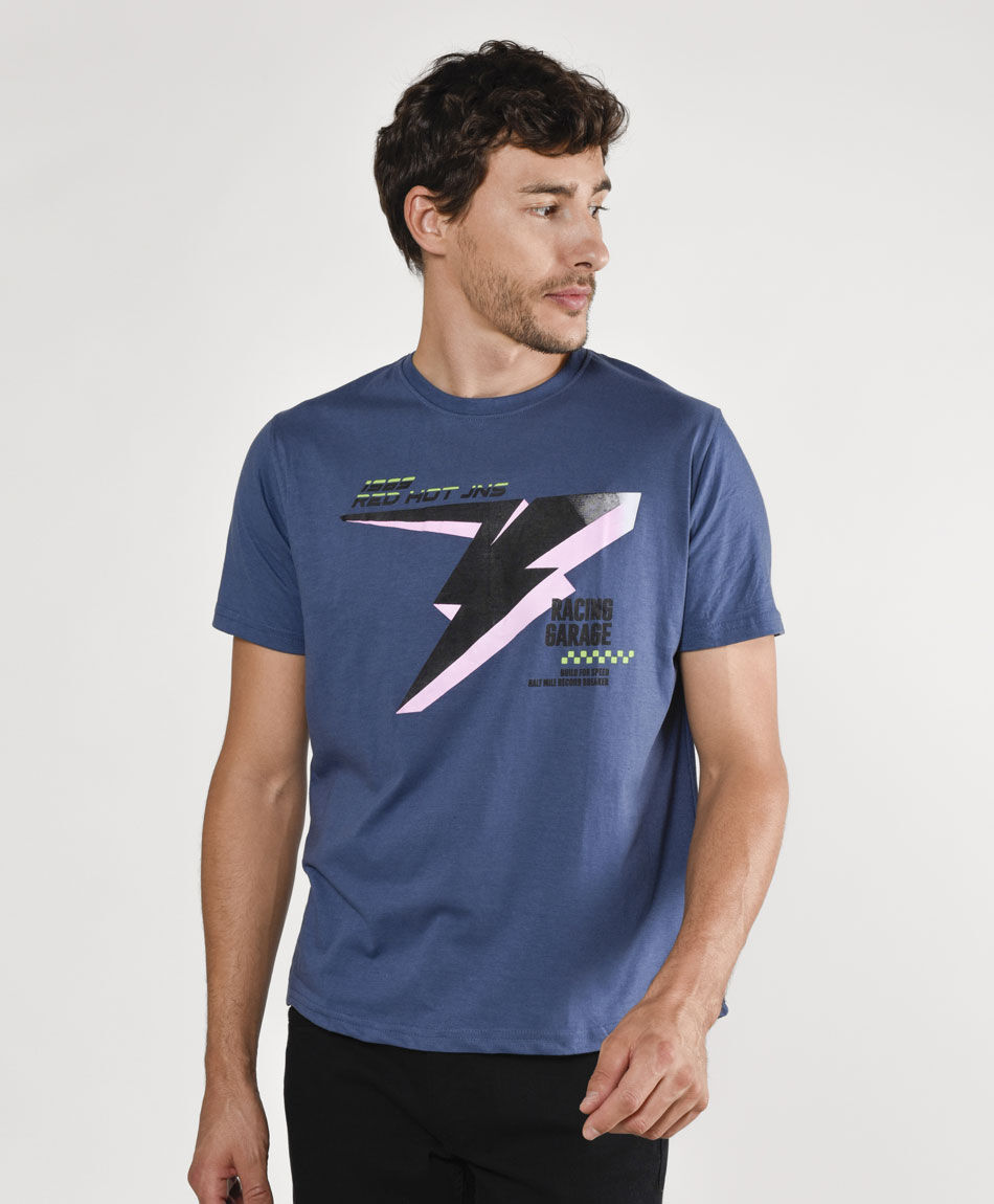 Polera hombre estampado rayo