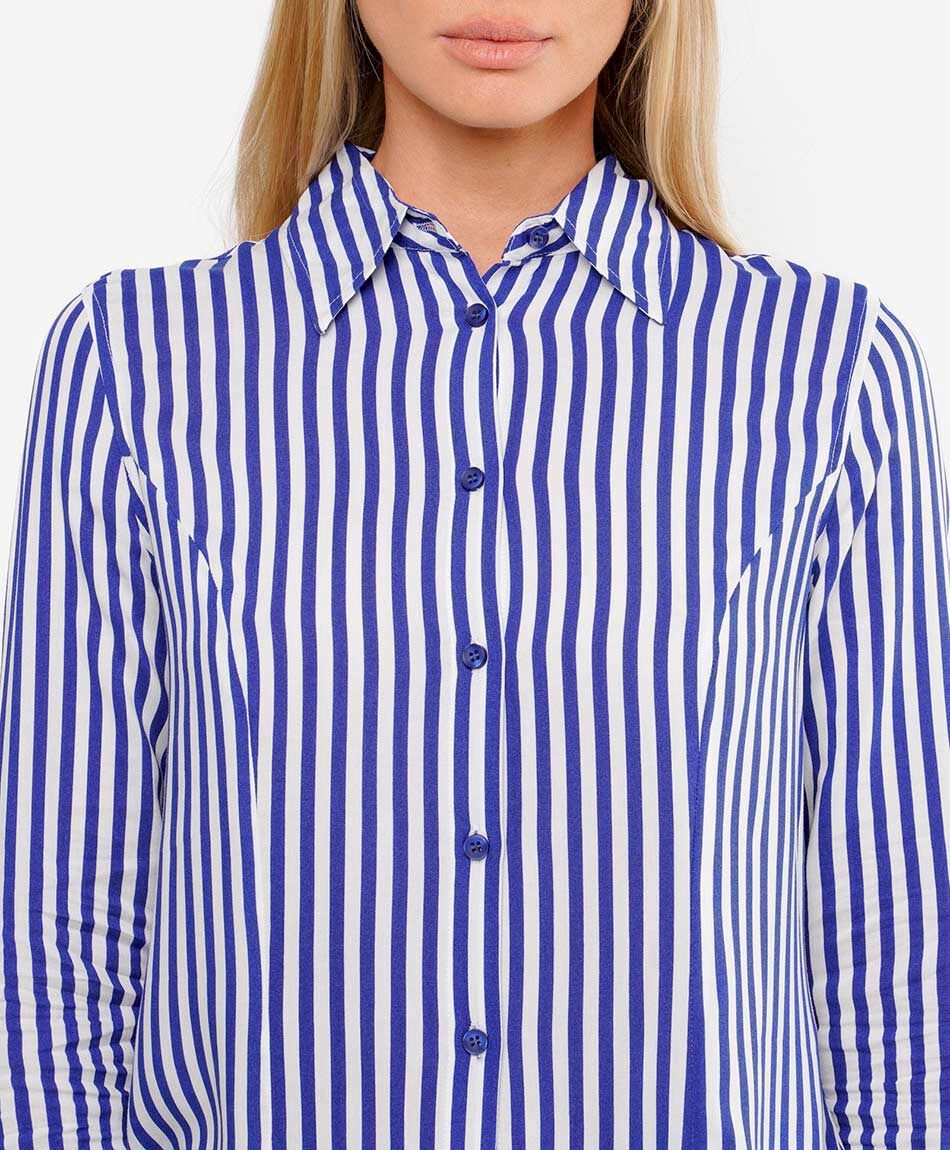 Blusas mujer l&iacute;neas mix azul