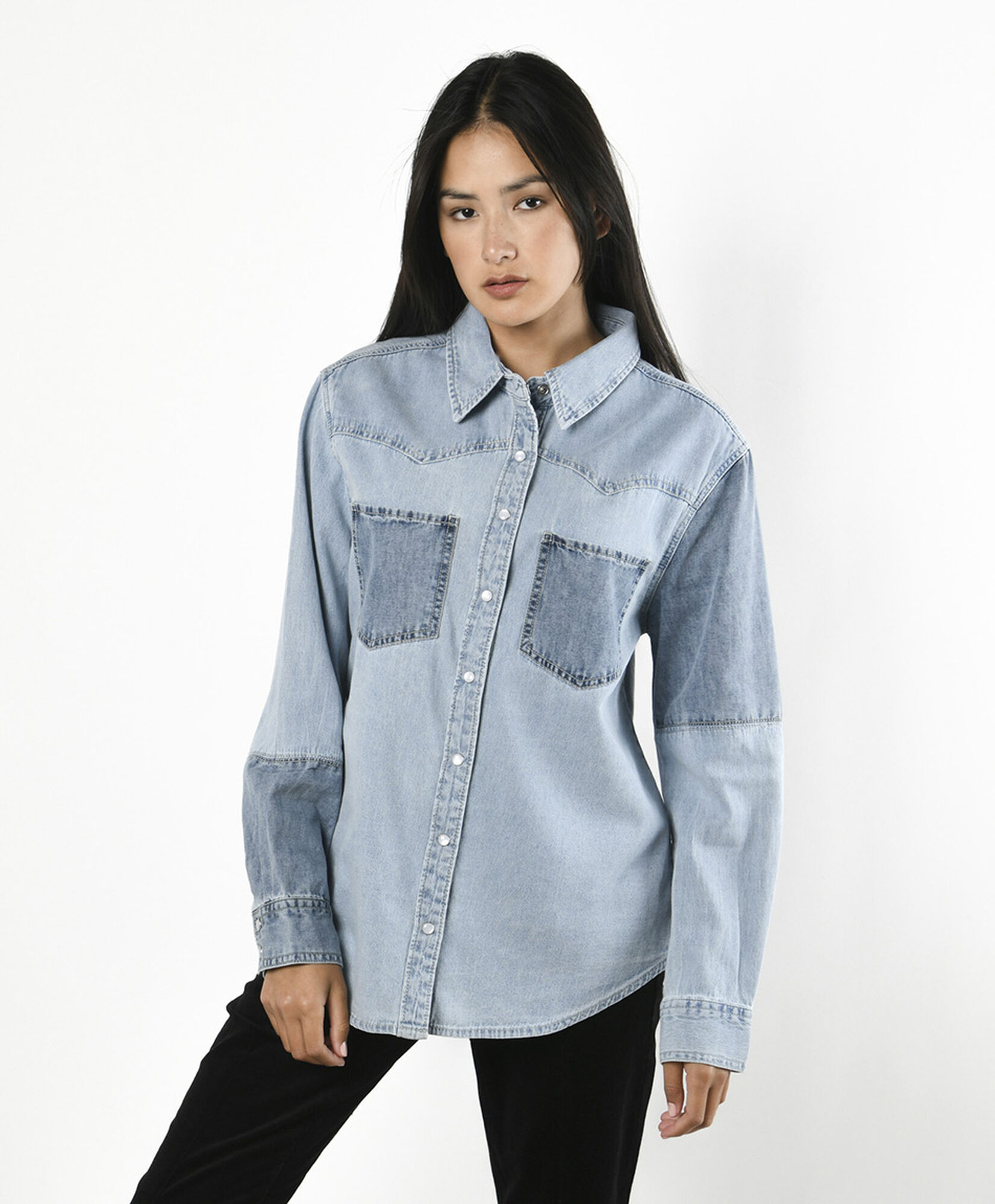 Blusa mujer denim patch Blusa mujer denim patch