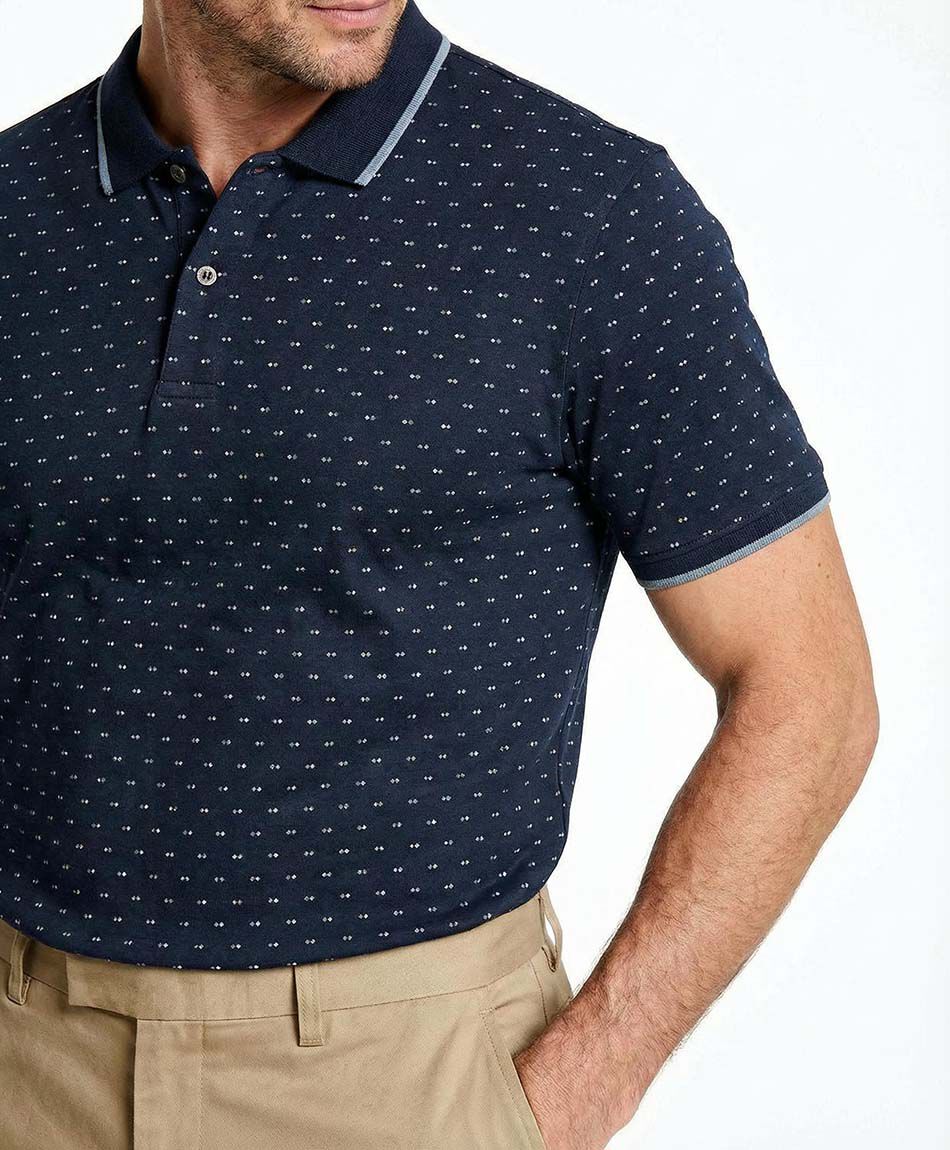 Polera hombre cuello polo azul navy