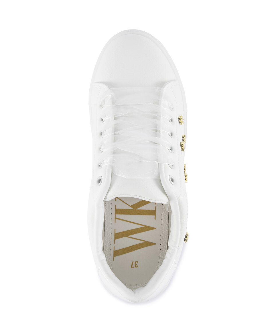 Zapatilla mujer blanca cordones cinta