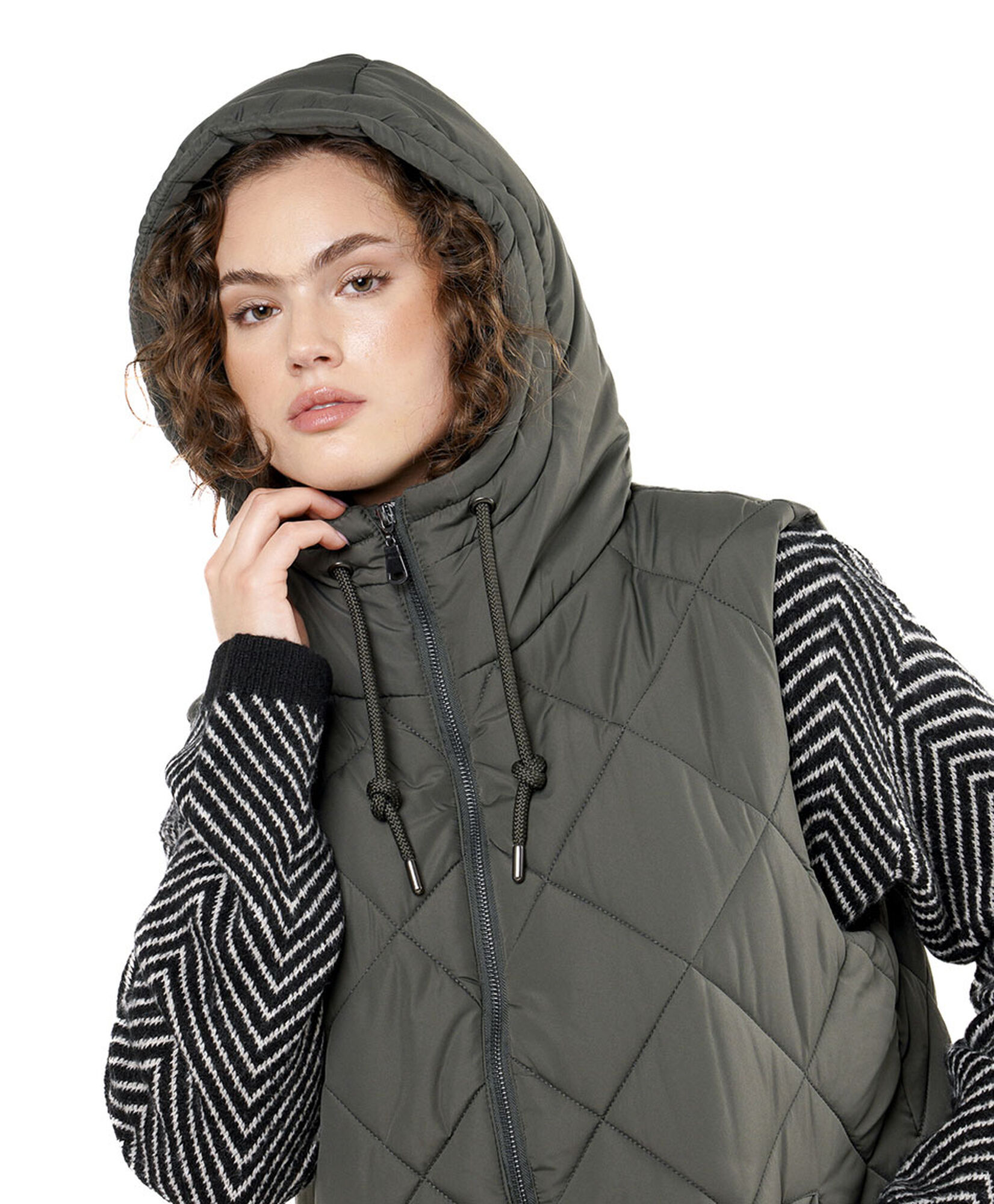 Parka mujer rombos larga sin mangas Parka mujer rombos larga sin mangas