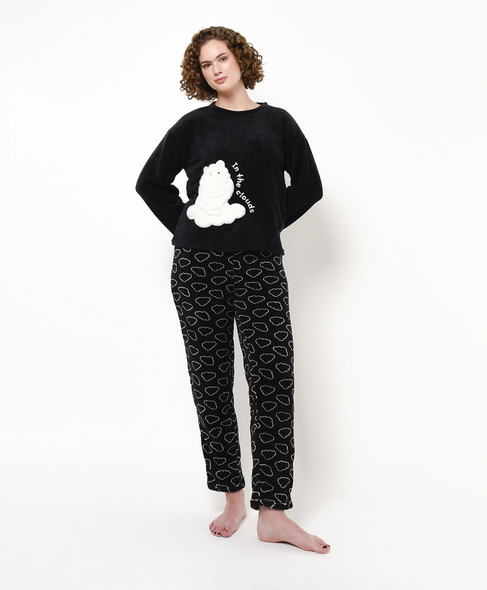 Pijama mujer polar perro blanco TRICOT
