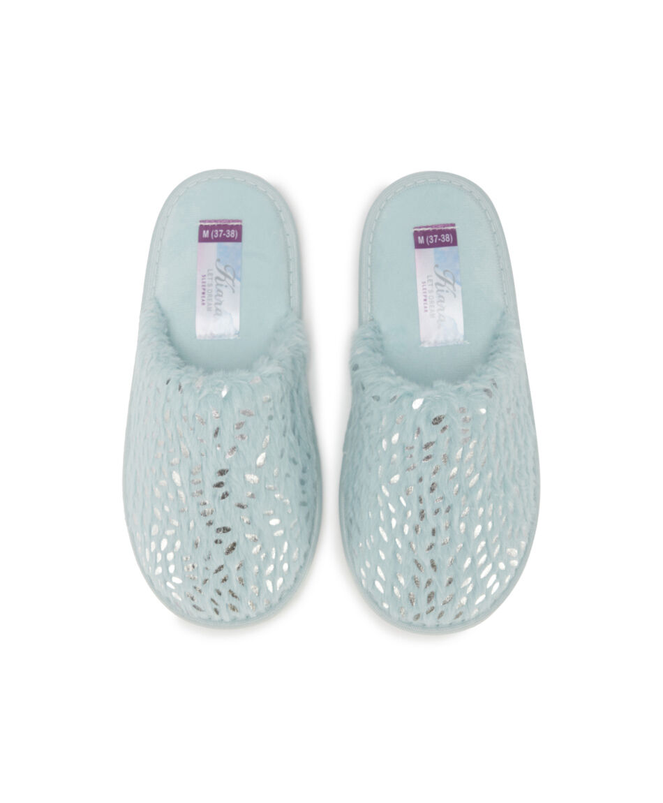 Pantufla mujer hojas brillos