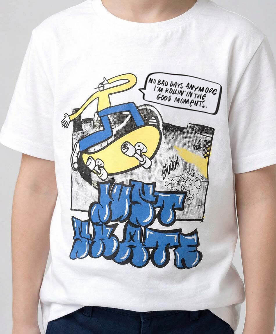 Remera ni&ntilde;o blanca skate