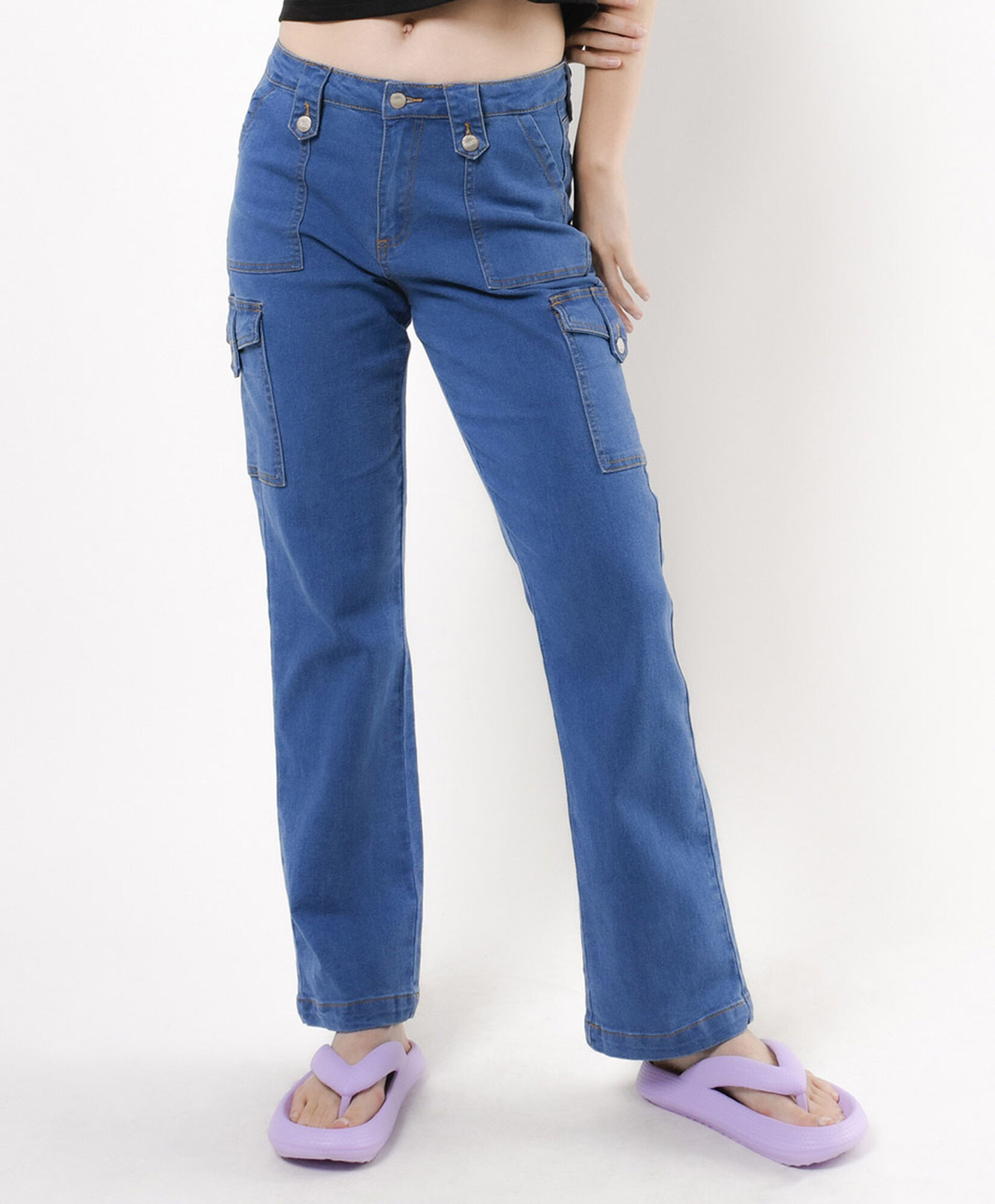 Jeans mujer cargo botones Jeans mujer cargo botones