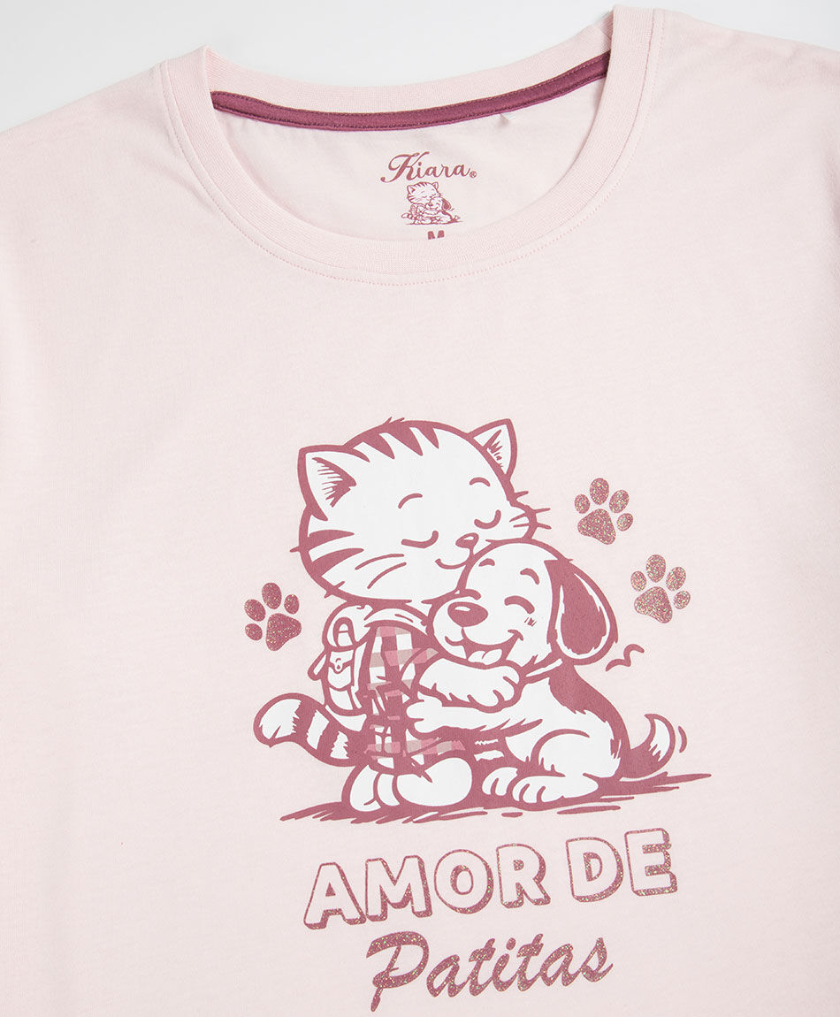 Pijama mujer short gato perro cuadritos
