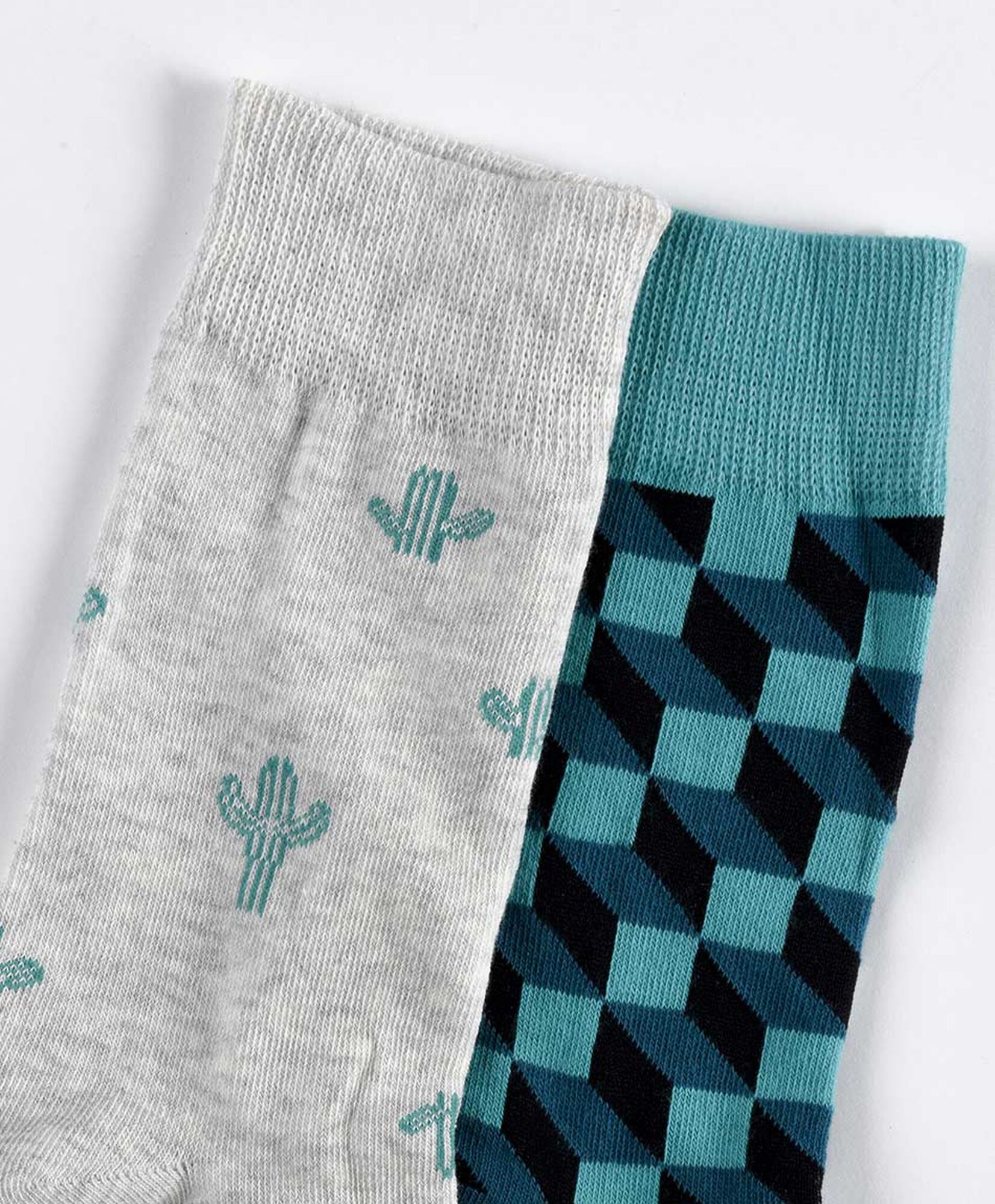Pack 2 calcetines hombre cactus y cubos Pack 2 calcetines hombre cactus y cubos