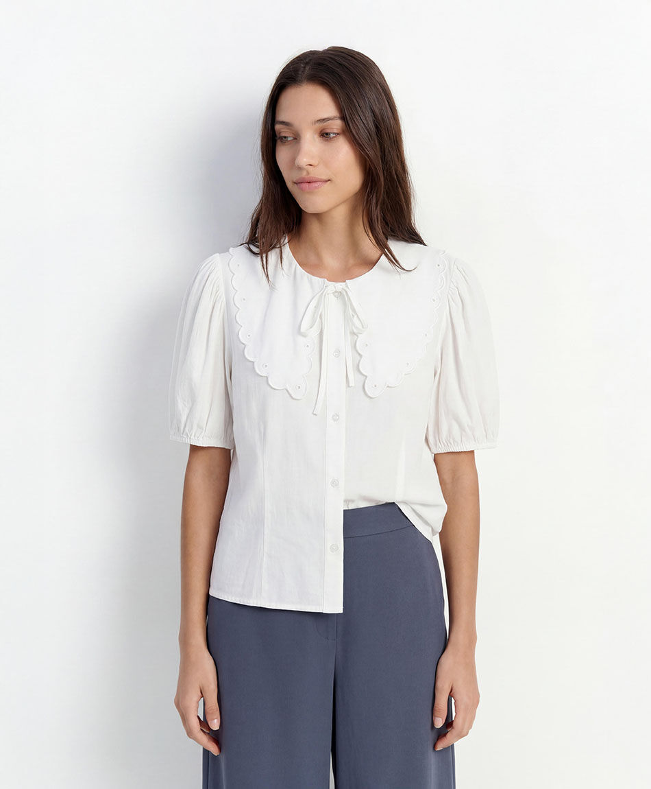 Blusa mujer cuello bordado