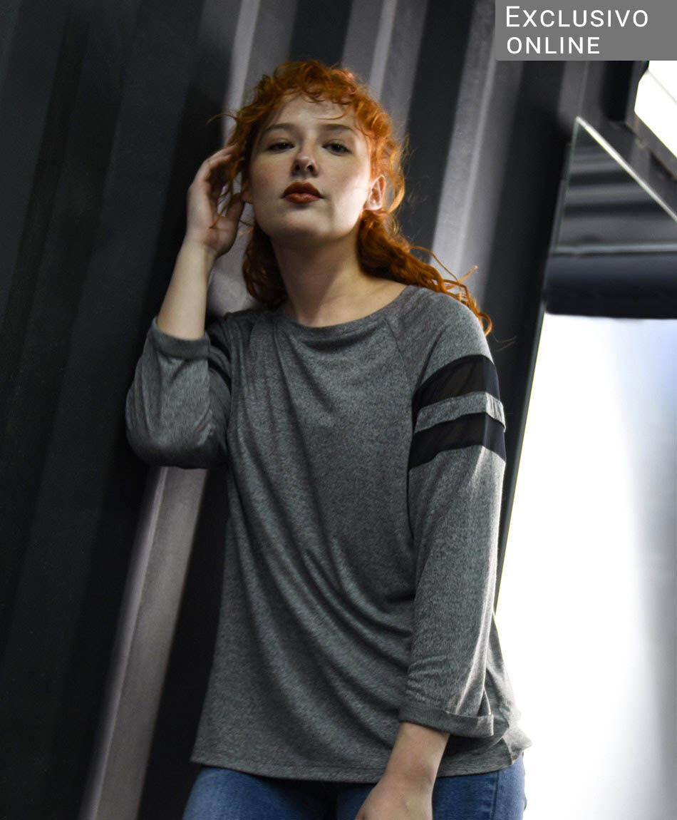 Polera mujer manga mesh