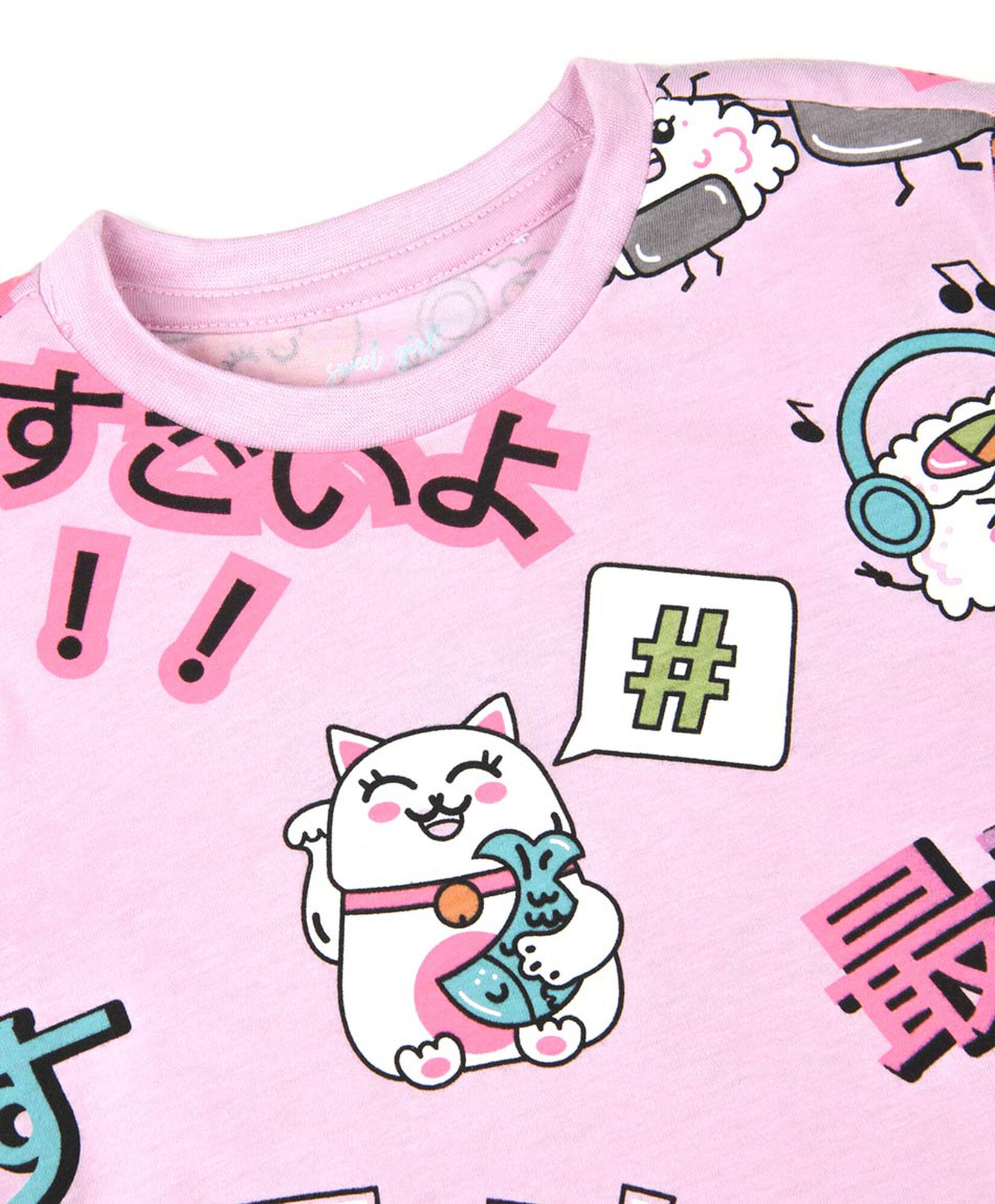 Polera niña gatos y sushi Polera niña gatos y sushi
