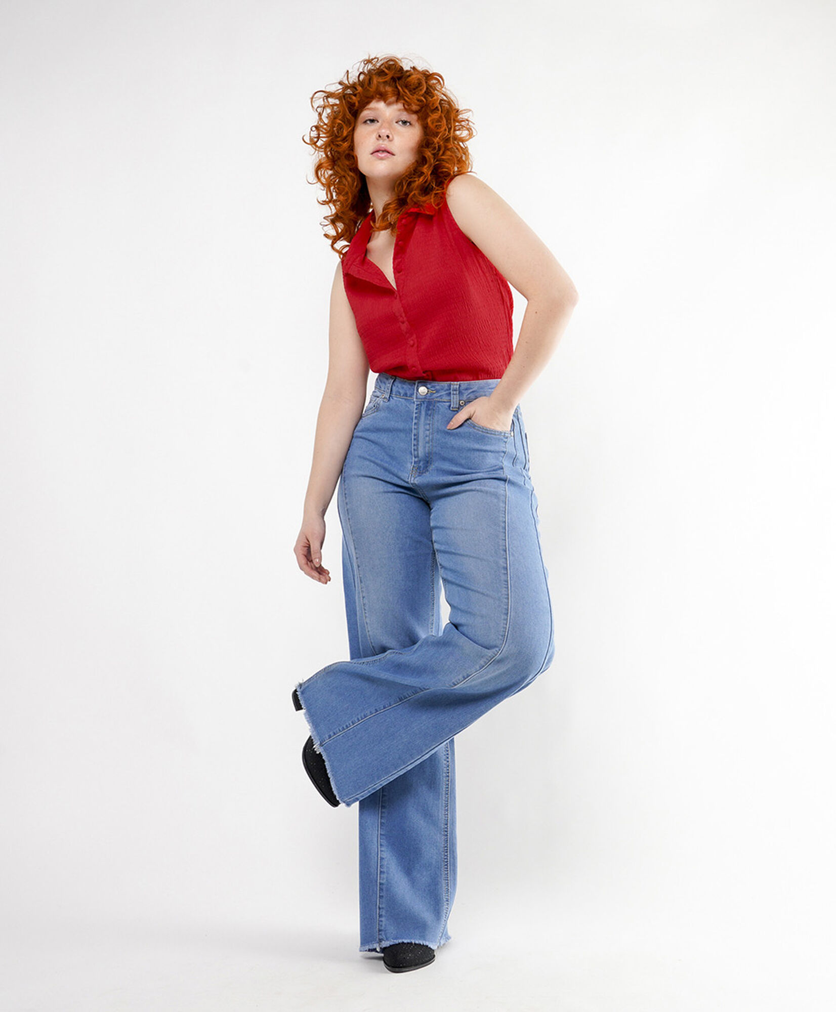 Jeans mujer pliegues wide Jeans mujer pliegues wide