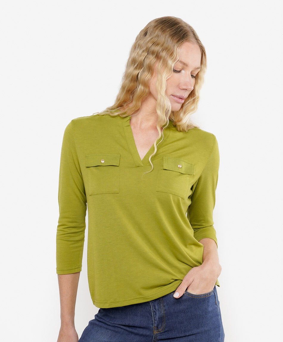 Polera mujer doble bolsillo