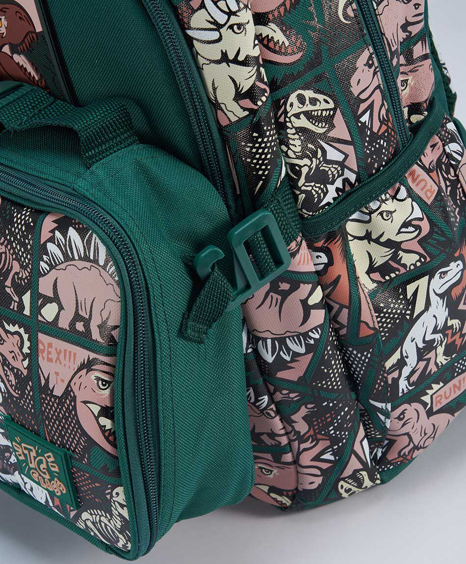 Pack mochila y accesorios escolar dinosaurio