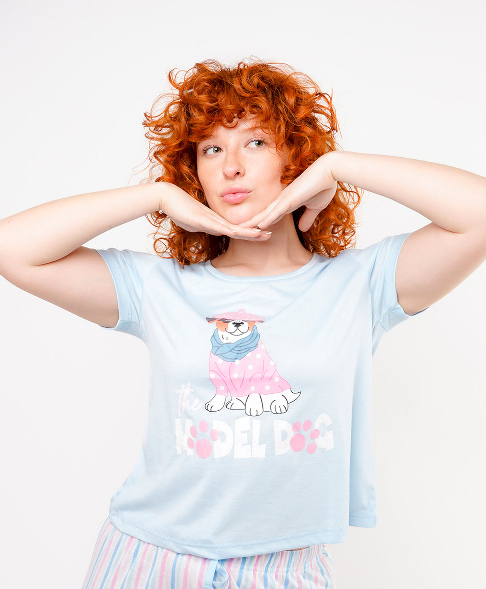 Pijama mujer capri perro líneas Pijama mujer capri perro líneas